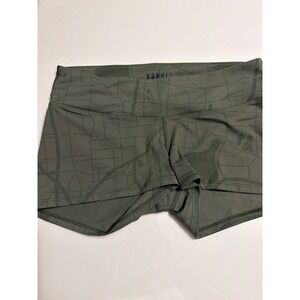 NOBULL Womens High-Rise Tight Shorts Olive Green Topographic Map Print Size M